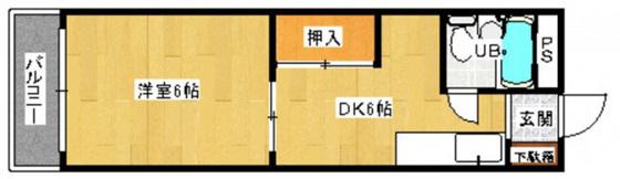 川端ビル(1DK/2階)の間取り写真