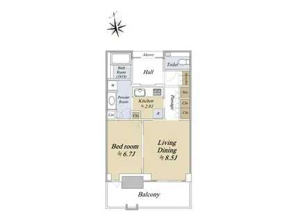 グラングリーン大阪 THE ノース RESIDENCE(1LDK/7階)の間取り写真