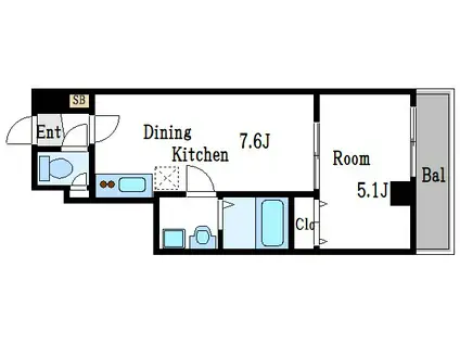 アール・ワンズ北砂(1DK/8階)の間取り写真
