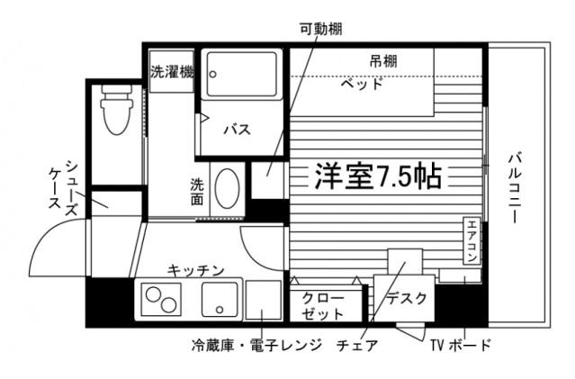 リビスタ盛岡駅前(1K/8階)の間取り写真