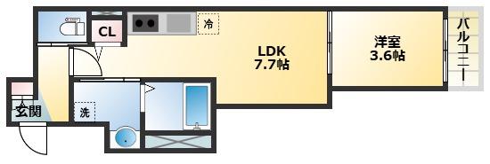 グランツ喜連(1LDK/3階)の間取り写真