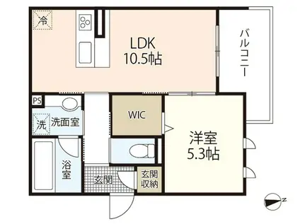 D-ROOM中筋 II棟(1LDK/3階)の間取り写真