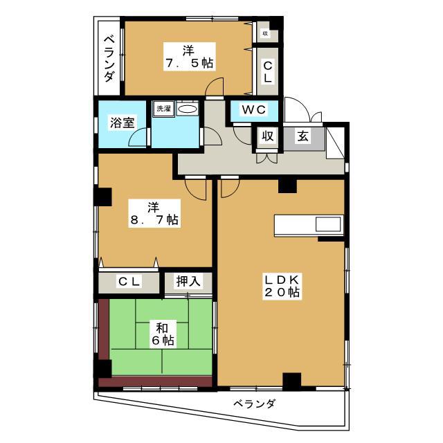 小山ビル(3LDK/3階)の間取り写真