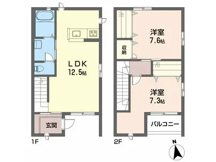 ピースフル岩崎(2LDK/1階)の間取り写真