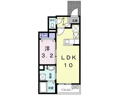 エクロール国分寺A(1LDK/1階)の間取り写真