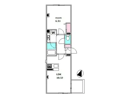 ウエスト OI(1LDK/2階)の間取り写真