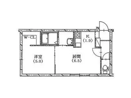 エクセル中の島(1DK/4階)の間取り写真
