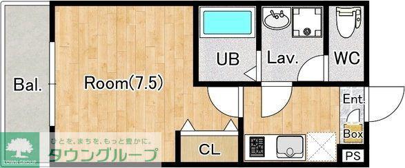 ジーメゾン入間東藤沢ルーチェ(1K/1階)の間取り写真