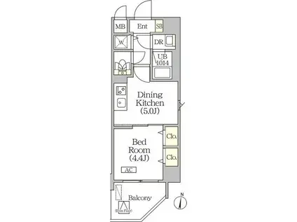 グローリオシェルト水道橋(1DK/3階)の間取り写真