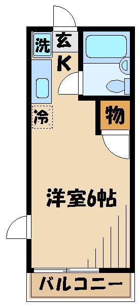 フラット程久保(1K/2階)の間取り写真