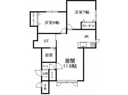 シンシアリーB(2LDK/2階)の間取り写真
