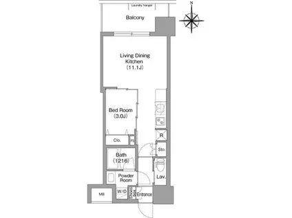 コンフォリア・リヴ東三国駅前ソルテラス(1LDK/9階)の間取り写真