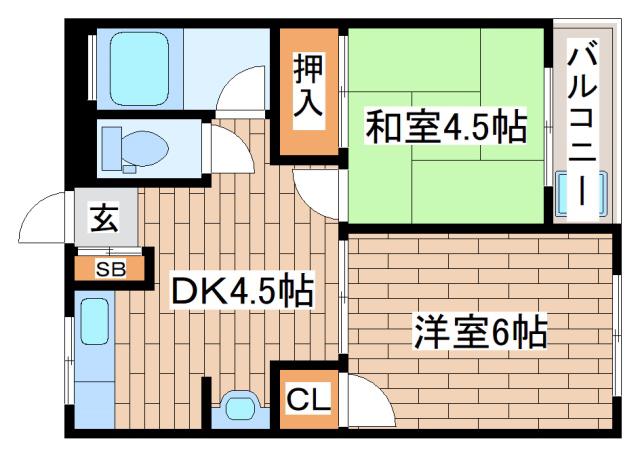 マツヤパークマンション(2DK/2階)の間取り写真