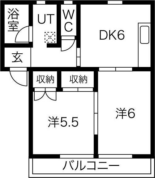 クローバーA(2DK/2階)の間取り写真