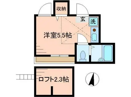 イルビラージュ平和台(ワンルーム/3階)の間取り写真