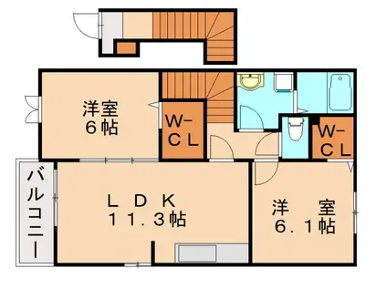 クレメントカーサ(2LDK/1階)の間取り写真