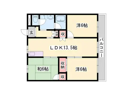 コーポ青山II(3LDK/2階)の間取り写真