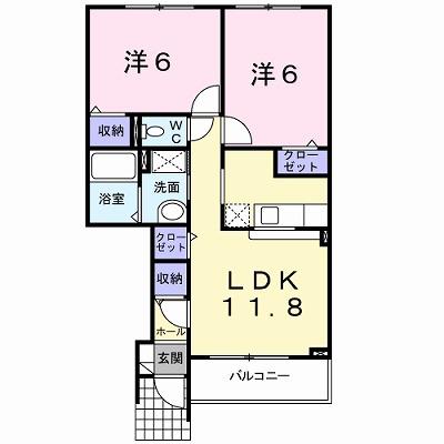 グラース(2LDK/1階)の間取り写真