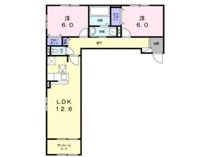 ミニョン モハラ II(2LDK/1階)の間取り写真