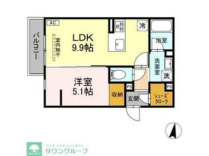 DBLESS川崎 イースト(1LDK/2階)の間取り写真