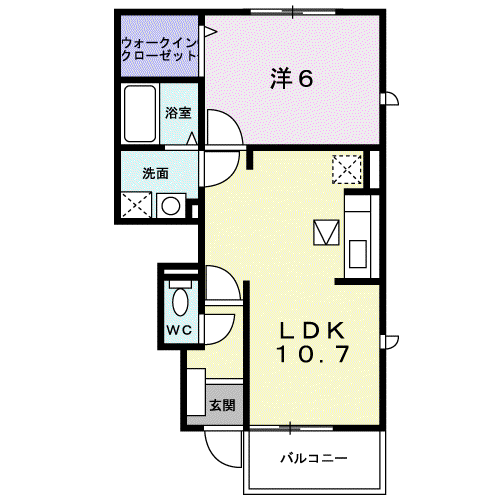 サンパティークI(1LDK/1階)の間取り写真