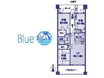 ヴィルヌーブ東戸塚プレジール(3LDK/7階)の間取り写真