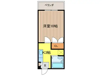 オアシスとみはら(1K/4階)の間取り写真