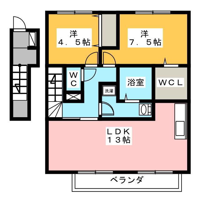セジュールIII(2LDK/2階)の間取り写真