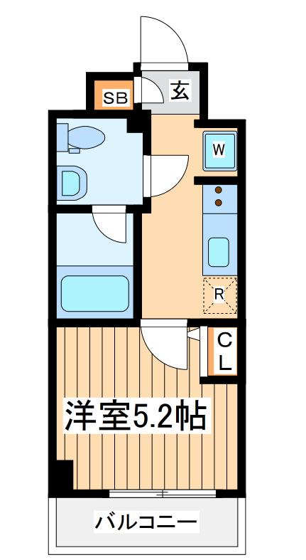 クラリッサ横浜ロッソ(1K/6階)の間取り写真