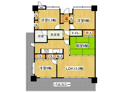 エバーライフ新栄町駅壱番館(4LDK/11階)の間取り写真