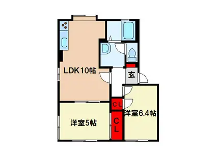 コーポウォームライフ  A棟(2LDK/1階)の間取り写真