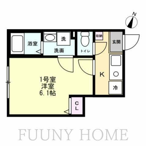 ブリーゼ平町(1K/1階)の間取り写真