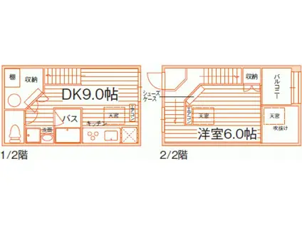 Y.N.G.西坂VI(1DK/2階)の間取り写真