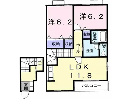リバーサイドハウスH&N-A(2LDK/2階)の間取り写真