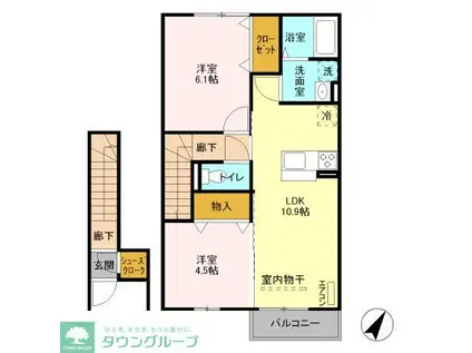 エスポワール(2LDK/2階)の間取り写真