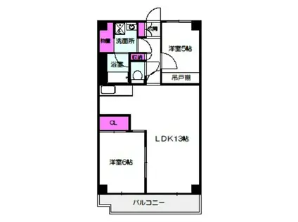 コープ野村深江橋(2LDK/3階)の間取り写真