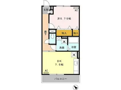 BLANC VILLAGE A(1DK/1階)の間取り写真