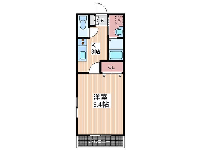 グランディールM(1K/2階)の間取り写真
