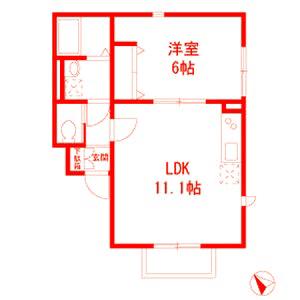 フォレストメゾンカタビラ(1LDK/1階)の間取り写真