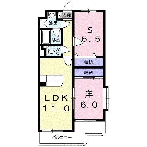 クレイドル(1LDK/3階)の間取り写真