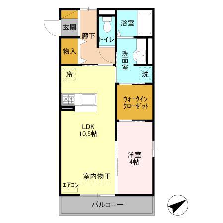 ハイグレードみずほ野(1LDK/3階)の間取り写真