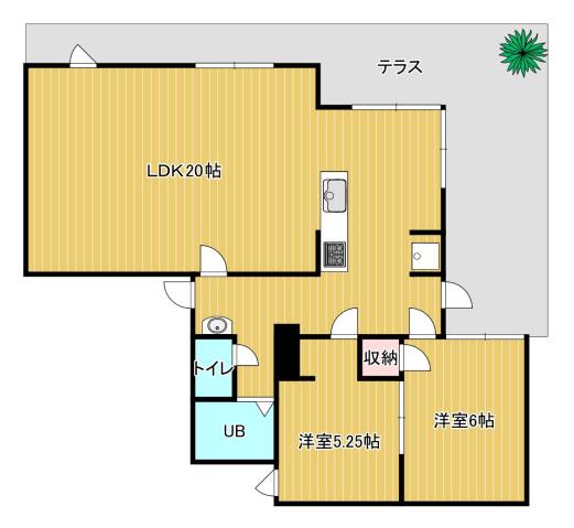 ベルエール牛田(2LDK/1階)の間取り写真