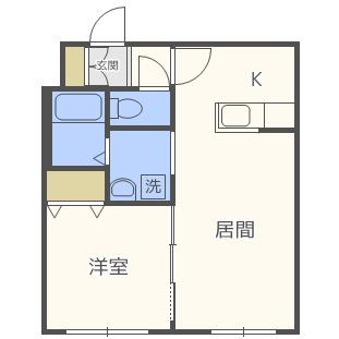 クラリス北16条 B棟(1LDK/4階)の間取り写真