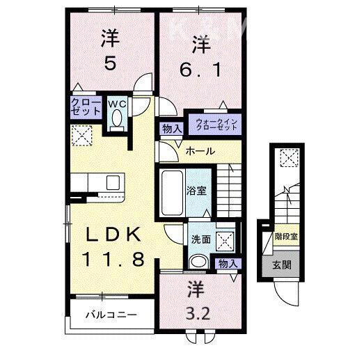 ブラウンヒルズ(2LDK/2階)の間取り写真
