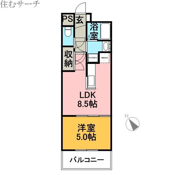 リーヴドムール(1DK/1階)の間取り写真