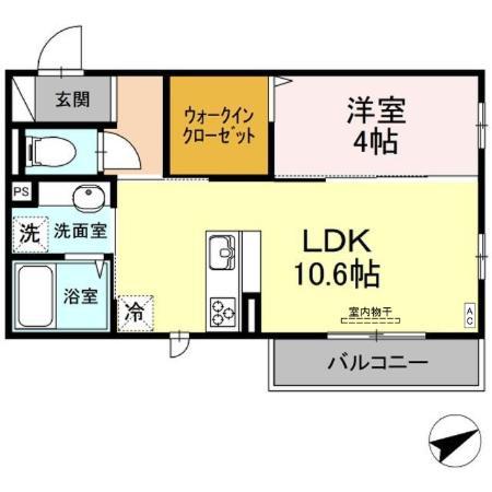 リヴェールC(1LDK/2階)の間取り写真