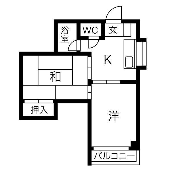 ロイヤル神路II(2DK/1階)の間取り写真
