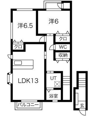 シュプールしのはら(2LDK/2階)の間取り写真