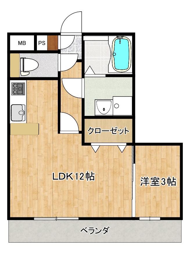 PLUS3(1LDK/3階)の間取り写真