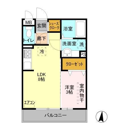 ブルースカイ(1LDK/3階)の間取り写真